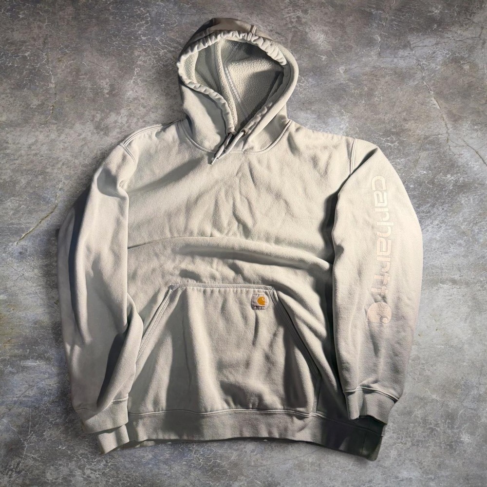 Carhartt Loose Fit light blue Pullover Hoodie 2XL Sleeve Workwear Sweatshirt